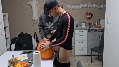 Halloween Hijinks: Two Gay Men Get Naughty with a Pumpkin and End up Creaming All Over It