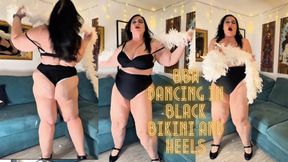 BBW Dancing in Black Bikini and Heels 720p