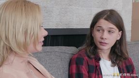 Two Gorgeous Mature Moms Seduce Skinny Hippie Youngster