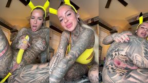 Tattooed GymGamerGirl Plays With Her Pussy And Ass In Pikachu Cosplay