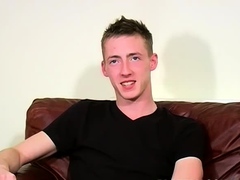 Skinny UK lad Zak jerks off his thick cock after interview