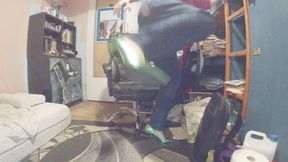 Kicking you with my new high heels on me