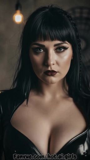 Ai upscale babe shows off her curvy body in emo catsuit