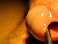 Urethral sounding and stretching with cumshot