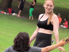Sexy PAWG blonde in tight lycra pants