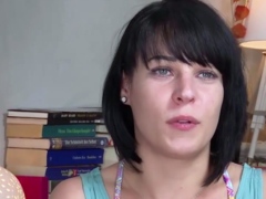 German black-haired achieves intense climax with dildo