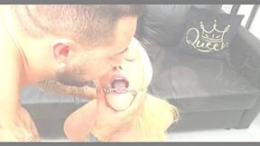 Blonde grabs hard anal fucked by huge monster cock
