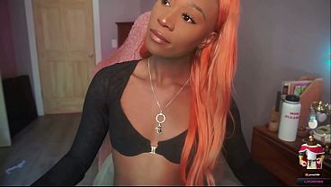 Black Trans Girl Vanniall Masturbating Her Big Cock on Webcam - Solo Gooner Cumshot