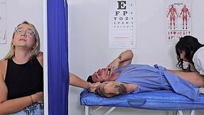 Lustful latina doctor seduced her patient while his gf was sitting behind the screen