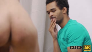 CUCK4K. Pregnant blonde with nice natural body is fucking a stranger in front of her husband