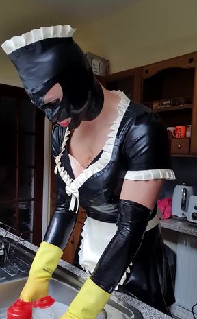 This naughty maid finally doing the washing up and ovcourse using the correct attire