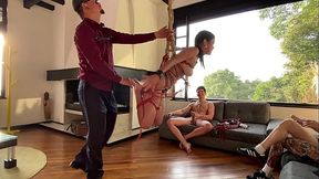 Hairy babe gets dominated in hardcore BDSM scene