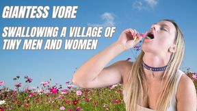 GIANTESS VORE - Swallowing Multiple Tiny Men And Women that Invaded Her Home, Shrinking Fetish, Burping, Belly Sounds, Giant, Teeny