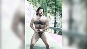 Hairy Amateur Jerks Off and Cums by the Roadside