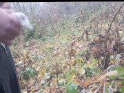 Jerk off in used condoms with strange sperm in forest 4