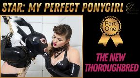 (720P) STAR MY PERFECT PONYGIRL PART 1 of 4 -The New Thoroughbred - Sensual PONY PLAY, BONDAGE & STRAPON TRAINING. Vivienne l'Amour welcomes her new pony girl to the stable by christening her with a new name and breaking her in with ANAL TRAINING
