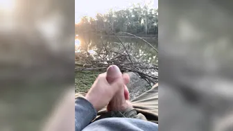 Aussie Twink Jerks Uncut Cock in Forest