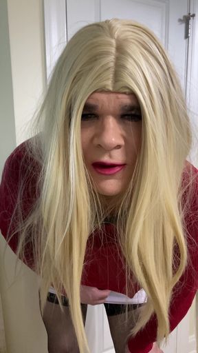 MILF Crossdresser in Black Thigh High Stockings and Heels Talks