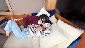 On the Sofa in Their Secret Room, They Shared aroused Kisses Before