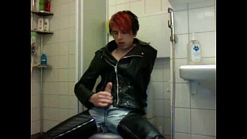 Boy - leather jerk-off