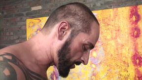 Muscled and tattooed gay boy fuck his mature  lover