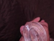 SHORT Big Hairy Cock Daddy Fucking a Transparent Fleshlight and Filling It with Cum