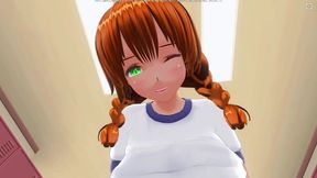 3D HENTAI - POV redhead college girl rides your cock