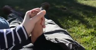 Backyard Handjob and Orgasm with German MILF
