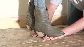 Chelsea's Hard Boots Hand & Finger Trampling Close Up (4K)