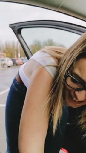 Nipslip dare in public at the drive thru - Nipple slip flashing