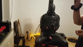Foil Bondage Slave Part 2 - Cling Film Mummified and Edged to Madness
