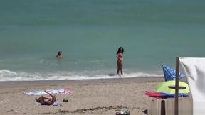 Nudist Milfs Sexy and Horny Tanning Nude At The Beach Voyeur