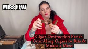 Cigar Destruction Fetish Crumbling Cigars to Bits Makes a Mess