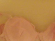 pissing on cup of pink bra!