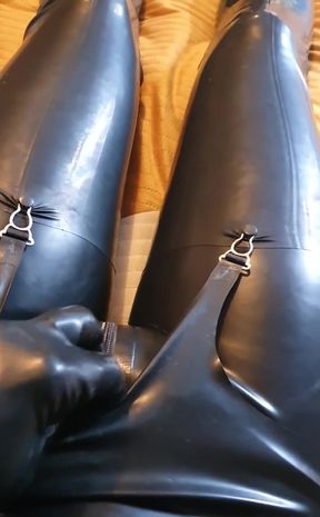 Masturbating in leather