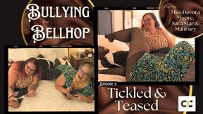 Bullying the Bellhop 2 Teased and Tickled: OctoGoddess, Sara Star and ManFury in Taboo Femdom Double Domination with Tickling, Bondage, Handjob, Blowjob, Orgasm Denial, Cum Countdown Captioned Version
