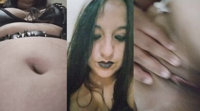 Twist suckers work my belly button and clit outie goth girl solo