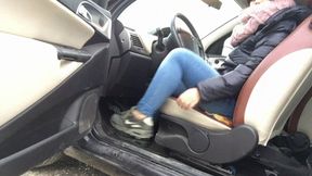 pedal pumping with sneakers and pantyhose