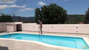Spanish couple have sex in their pool.