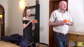 Watch this kinky old dude tongue his 18yo daughter's brains out in DADDY4K