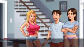 Two Horny Sluts Playing With Each Other&#039;s Big Juicy Boobs, Pervert Watch Huge Breast - Summertime Saga 3D Porn Game