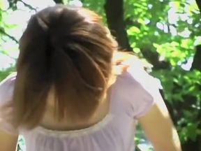 Kinky Japanese skirt sharking action in a public park