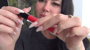Smelling red lips extreme closeup dd