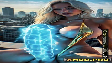 Ai elegant Futanari lady self-pleasures orally in sultry AI-generated cartoon