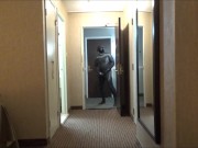quick wetsuited cum at hotel room door
