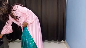 Indian hot sexy married woman satin saree and bra oanty