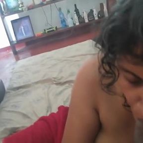 Step Mum Is Having Milk Shake After Having Shower
