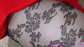Sexy Dani Leg with Fountain Cum on Patterned Pantyhose