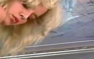 Retro  honey blonde danyel cheeks solo with toys