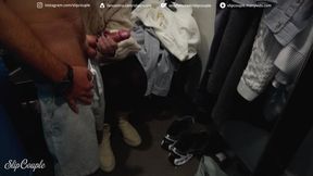 Blonde milf can't wait and gives a wild blowjob in the changing room